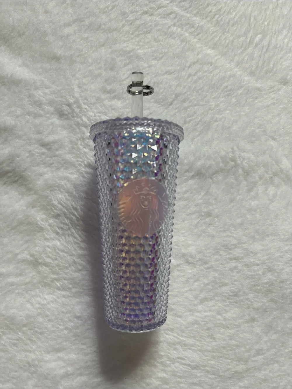 Starbucks white Iridescent Studded Cold Cup with Clear Straw